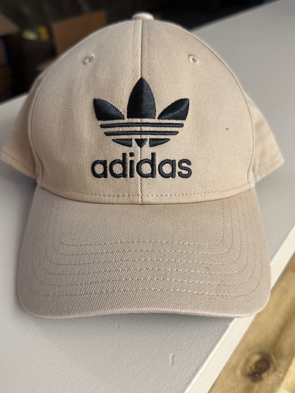 adidas Trefoil Cap in Beige with Black Logo